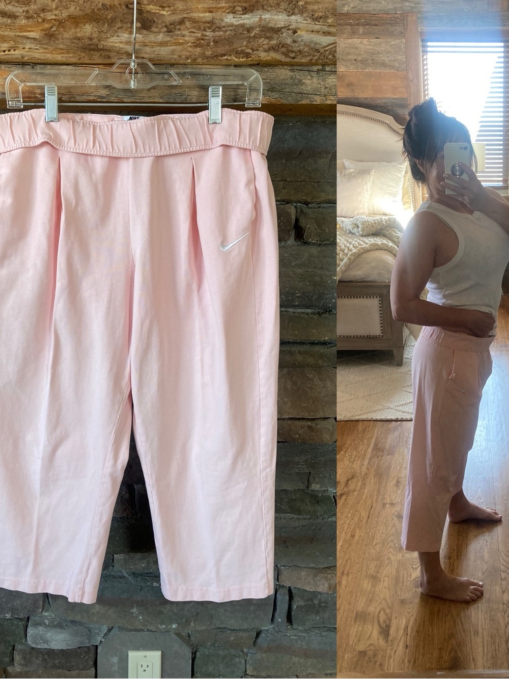 Nike Retro Capri Baby Girl Pink Cropped Wide Leg Track Pants